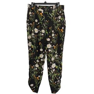 CAbi Black Floral Ankle Pants